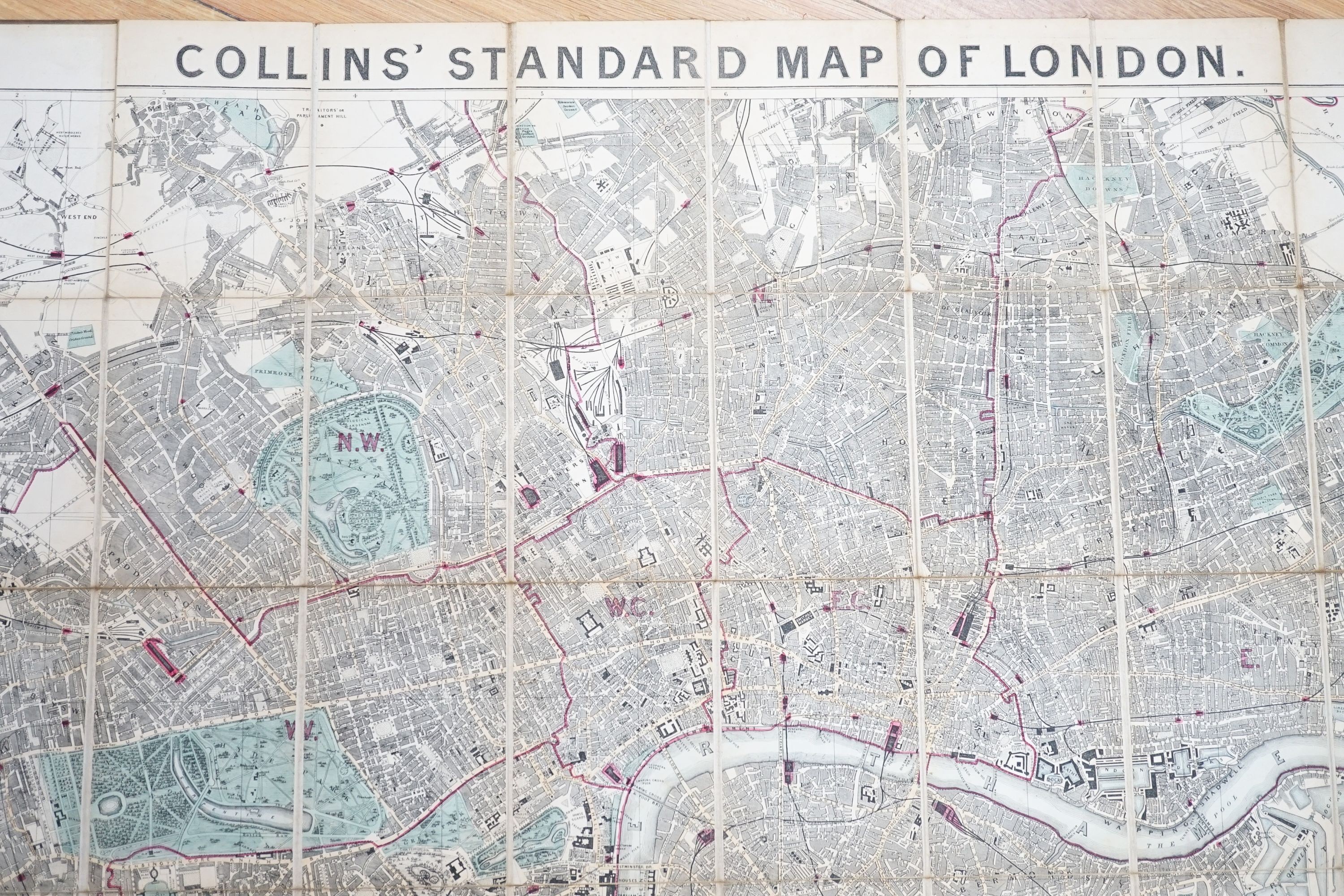 Collins, Henry George - Collins Standard Map of London, published by Edward Stanford, circa 1877; Stanford’s Portable [map of] India, 86 miles to 1 inch, (circa 1876) (2)